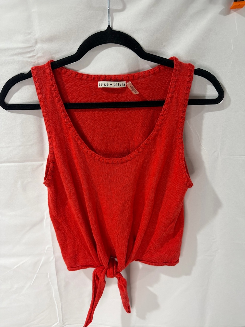 alice + olivia Red Tie-Knot Tank Top